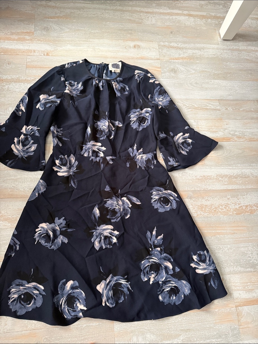 kate spade Navy Floral Long Sleeve A-Line Dress